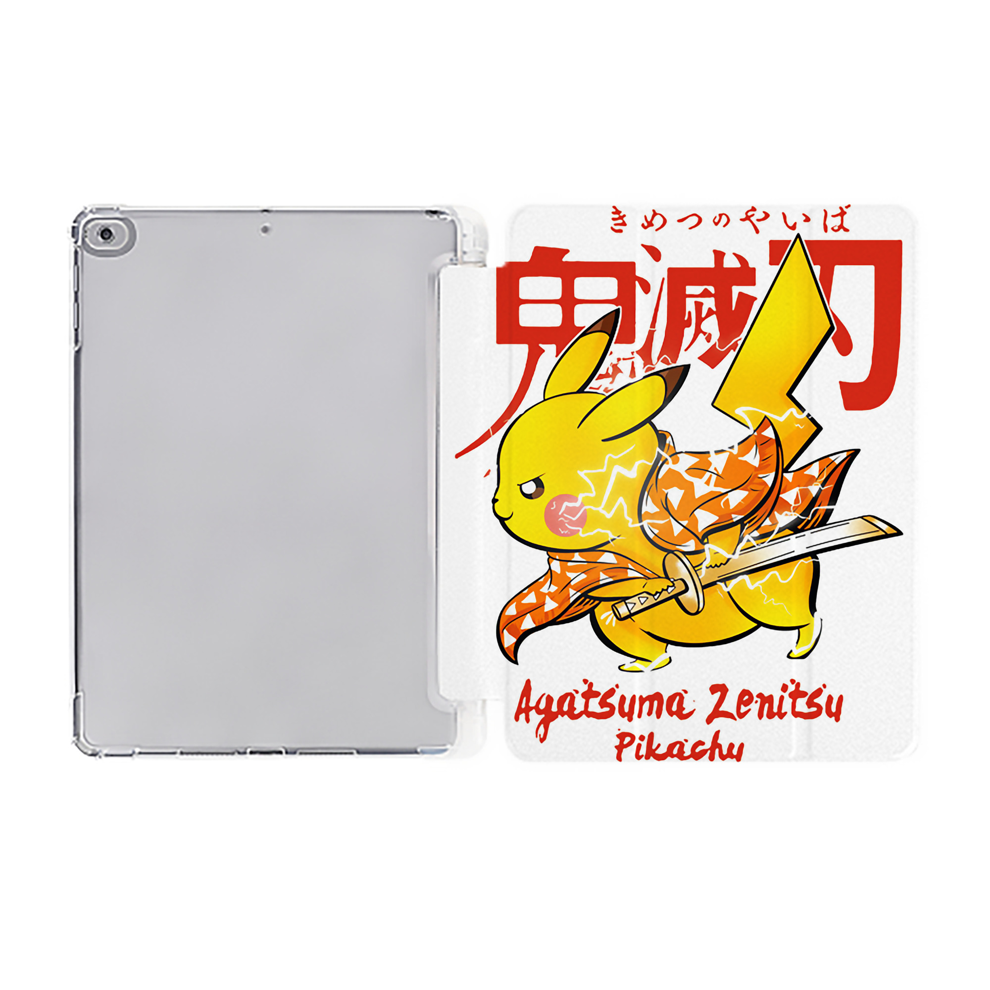 （画像用） 鬼滅の刃（きめつのやいば）我妻 善逸／あがつま ぜんいつ Agatsuma Zenitsu IPad ケース ペン収納付き 三つ折りスタンド PUレザー×シリコン 対応機種9.5/10.5/10.9インチ